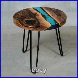 12 Epoxy Resin Wooden Corner / Side Table Top Home Office Decor