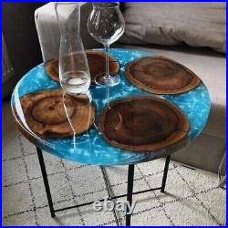 18 Epoxy Resin Wooden Table Top Handmade Work Home Sofa Side Table Top