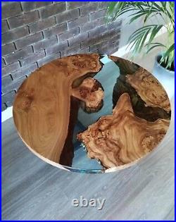 24 Clear Epoxy Resin Coffee Table Top Acacia Wood Hallway Side Furniture Decor