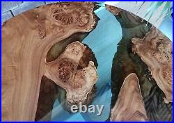 24 Clear Epoxy Resin Coffee Table Top Acacia Wood Hallway Side Furniture Decor