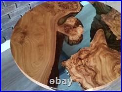 24 Clear Epoxy Resin Coffee Table Top Acacia Wood Hallway Side Furniture Decor