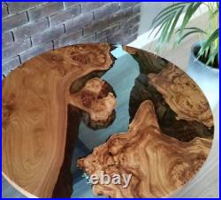 24 Clear Epoxy Resin Coffee Table Top Acacia Wood Hallway Side Furniture Decor