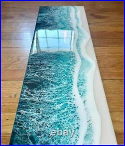 48 x 20 Epoxy Resin Coffee Table Top Ocean Blue Art Beach House Vibes