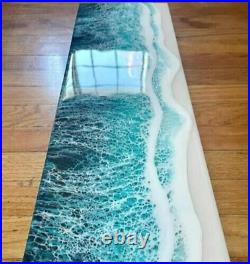 48 x 20 Epoxy Resin Coffee Table Top Ocean Blue Art Beach House Vibes