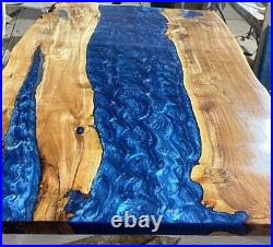73x36Blue Epoxy Table, River Acacia Epoxy Resin Customized Handmade Furniture