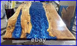 73x36Blue Epoxy Table, River Acacia Epoxy Resin Customized Handmade Furniture