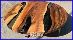 Black Clear Epoxy Resin Center Dining Table Top, Christmas Eve Sale Furniture