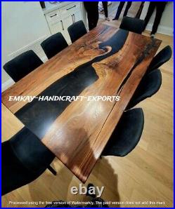 Black Epoxy Dining Kitchen Table Top, Wooden Counter Furniture Table Top Decors