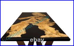 Black Epoxy Dining Table, Epoxy Resin River table, Wooden table, gift Father