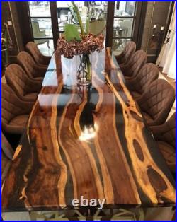 Black Epoxy Live Edge Wood Dining Center Custom Coffee Table Top Home Decor Arts