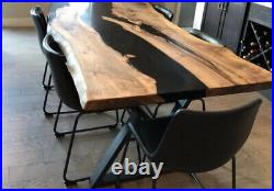 Black Epoxy Resin Live Edge Wooden Dining Table Top Black Friday Sale Furniture