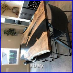 Black Epoxy Resin Live Edge Wooden Dining Table Top Black Friday Sale Furniture