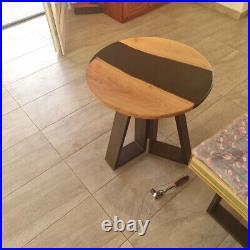 Black Epoxy Resin Table Top, Coffee Center Epoxy Table, Sofa Side Round Table
