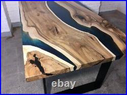Black Epoxy Table Top, Live edge dining table, Resin River Table, live edge coff