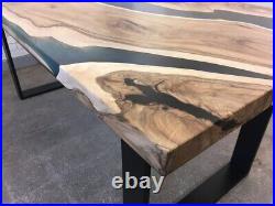 Black Epoxy Table Top, Live edge dining table, Resin River Table, live edge coff