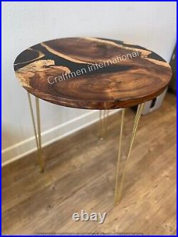 Black Round Epoxy Coffee Table, Side table, Center table, Without stand, counter