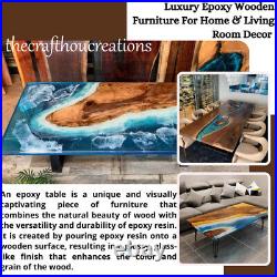 Blue Epoxy Ocean Resin River Table Top Living Room Furniture Adorable Home Decor