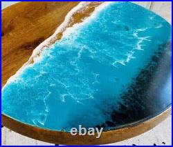 Blue Epoxy Resin Coffee Table Top, Wooden Console Side Table Top, Furniture Deco