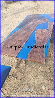 Blue Epoxy Resin Dining Table Top, Epoxy Wooden Counter Top, Furniture Decor Top
