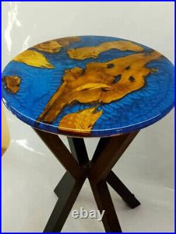 Blue Epoxy Resin River Console Table Top, Wooden Side Table Top, Epoxy Tables