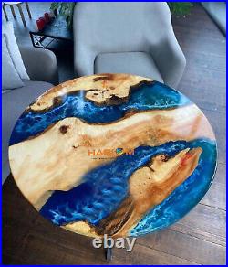 Blue Epoxy Resin River Table Top Decor Custom TO Made, Decorative Furniture Tops