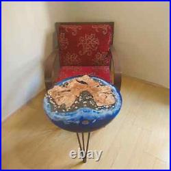 Blue Epoxy Resin River Table Top, Handmade Table, Kitchen & Living Room Decor