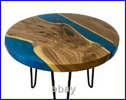 Blue Epoxy Resin River Table Top Kitchen & Living Room Decors Handmade Table