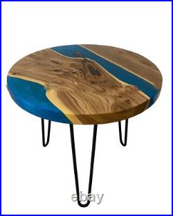 Blue Epoxy Resin River Table Top Kitchen & Living Room Decors Handmade Table