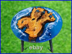 Blue Epoxy Resin Table, Ocean Coffee Table, Handmade Side Table Art, Modern Art
