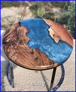 Blue Epoxy Resin Table Top, Coffee Center Epoxy Table, Sofa Side Table Decors