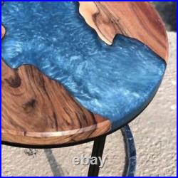 Blue Epoxy Resin Table Top, Coffee Center Epoxy Table, Sofa Side Table Decors