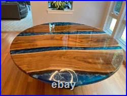 Blue Epoxy Table Art, Epoxy Resin Table, Ocean Coffee Table, Handmade Furniture