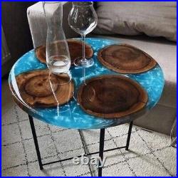 Blue Epoxy Table, Epoxy Resin Table, Coffee Table, & Side Table Wooden Furniture