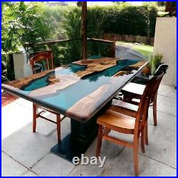 Blue Epoxy resin Table, Wood Table, Coffee Table handmade Furniture