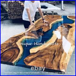 Blue Ocean Epoxy Resin River, Live Edge Coffee Counter Top, Handmade Decor Table
