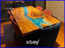 Blue Ocean Epoxy Resin Table, Handmade Furniture Table, Resin Office Desk Decor