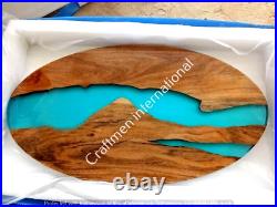 Blue River Round Epoxy Coffee Table, Corner table, Center table, Without stand