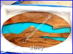 Blue River Round Epoxy Coffee Table, Corner table, Center table, Without stand