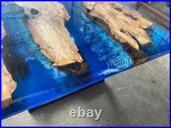 Blue Wavy Epoxy Table Natural Wood Epoxy Resin table River Resin Table tops