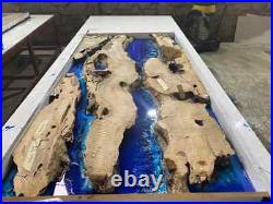 Blue Wavy Epoxy Table Natural Wood Epoxy Resin table River Resin Table tops