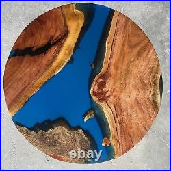 Blue and Wooden Epoxy Resin Coffee Table For Home Decor