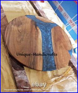 Blue epoxy Round Table Top, Epoxy Wooden Center Table Top, Epoxy Resin Table Top