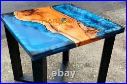 Both Side Blue Epoxy Resin Table Top Adorable Furniture Decorate Custom TO Made
