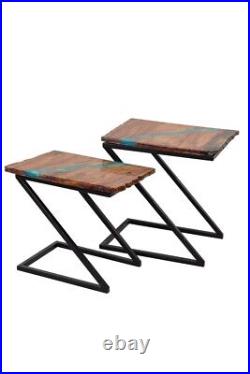 Brown Epoxy Resin Nesting Table Set of 2