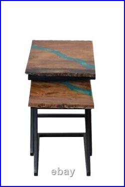 Brown Epoxy Resin Nesting Table Set of 2