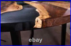 Clear Black Acacia Wooden Epoxy Coffee Center Table Top, Epoxy Dining Decor