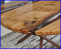 Clear Epoxy Coffee Table, Resin Wooden Office Conference Table, Handmade Decor