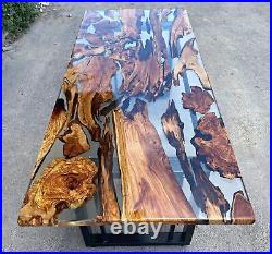 Clear Epoxy Din Table Top, Handmade Arts, Acacia Wooden Home Decor Table 24-96
