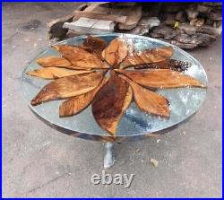 Clear Epoxy Resin Coffee Table Acacia Wood Walnut Side Table Top Outdoor Decor