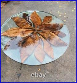 Clear Epoxy Resin Coffee Table Acacia Wood Walnut Side Table Top Outdoor Decor